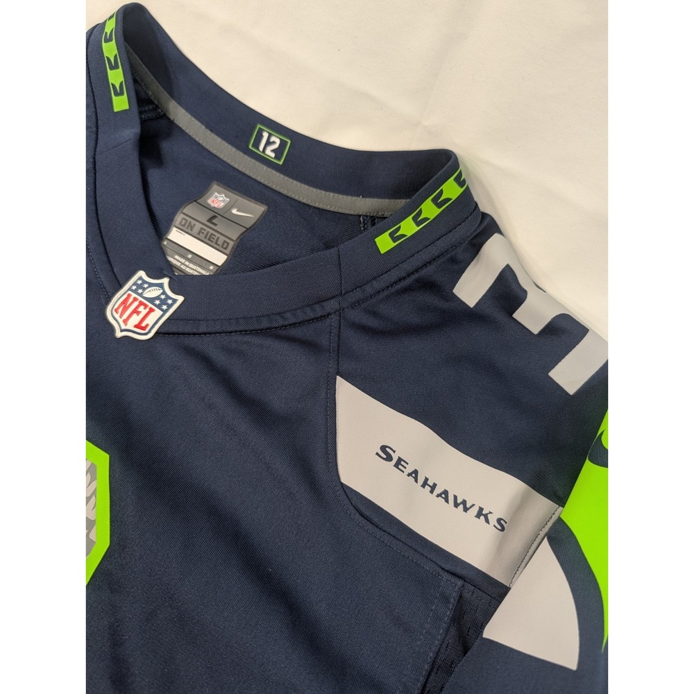 Nike Seattle Seahawks Russell Wilson On-Field Game Jersey Blue Mens Size Large